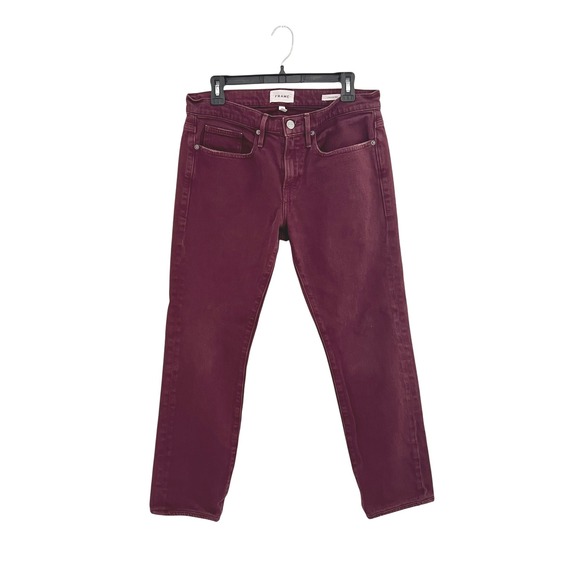 FRAME L'Homme Slim Fit Burgundy Jeans Mens Size 32 Casual Denim Pants - Picture 2 of 12